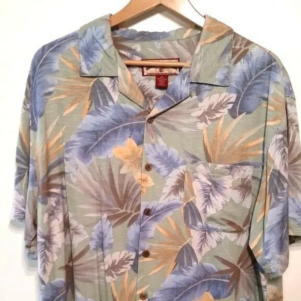 CARIBBEAN JOE sz L 48 blue green HAWAIIAN shirt